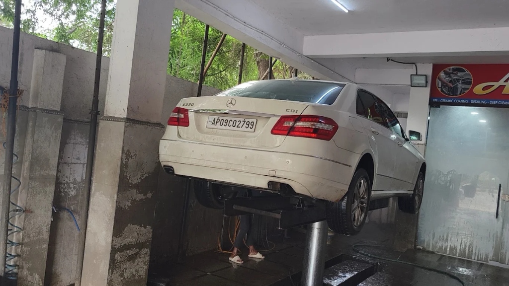 Mercedes-Benz on Hydraulic Jack Lift Wash at A1 Car Wash